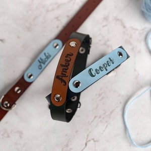 Small dog collar with name label Personalized Dog Collar Eco leather collar for dogs image 9