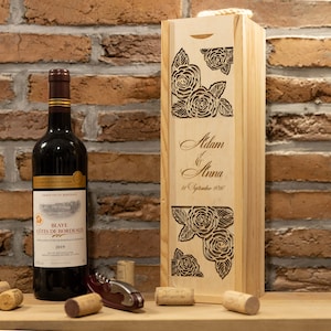 Gepersonaliseerde wijnkist houten kist met gravure verjaardagscadeau huwelijksverjaardag cadeau voor ouders