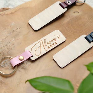 Custom Engraved Wooden Name Keychain, Personalized Gift for Family, Friends, Back to School, or Kids, Minimalist Eco Keyring