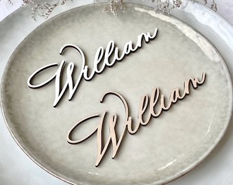 Wood Name Place Cards: Wedding & Birthday Tag Decor, 2 inch tall
