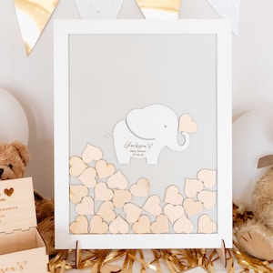 Livre d'or alternatif pour baby shower éléphant, cadeau personnalisé, animal personnalisé, décoration de fête, anniversaire, baptême