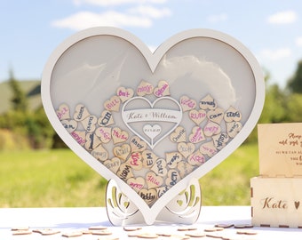 Wooden guest book for a wedding Alternative guest book an idea for a gift Heart shaped guest book