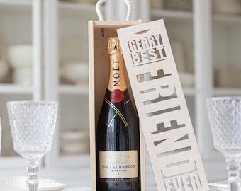 Best Friend Gift, Personalized Wooden Wine Box Gift Box, Engraved Wine Box, Wine Gift for Women, Birthday Gift, Housewarming Gift