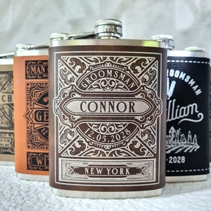 Personalized Gift Flask for Men, Leather Hip Flask, Monogram Hip Flask, Custom Hip Flask, Gift For Her image 1