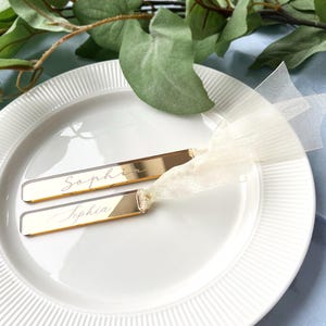 20er-Set Namensschilder mit Spiegel, Luxuriöse Tischkarten für Hochzeiten, Tischkarten aus Acryl mit Band, Namenskarten für Hochzeitsgäste