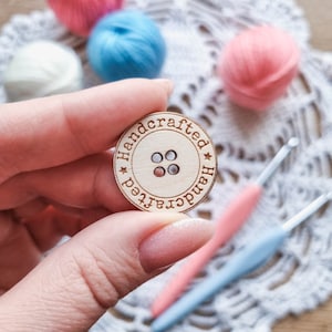 Handcrafted - engraved wooden buttons with stars | sewing buttons for crafters | for handmade items - sewn, crocheted and knitted