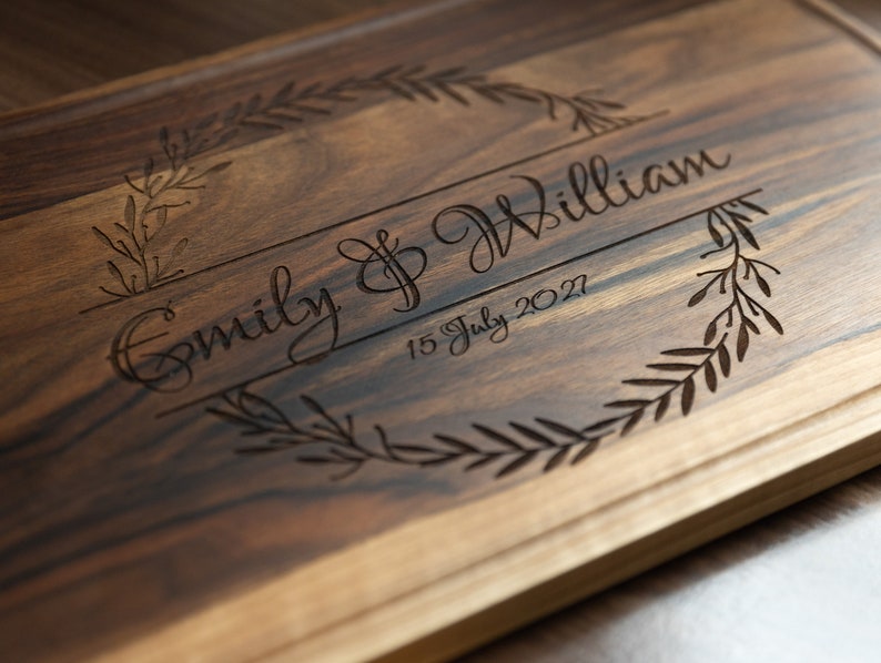 Personalized chopping board made of walnut wood Wedding gift Anniversary gift image 1