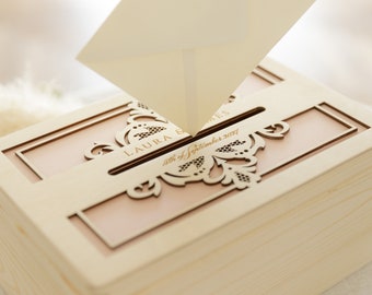 Personalisierte Umschlagbox Gravierte Holzkiste Hochzeit Geschenkbox Idee für ein Geschenk Kartenbox