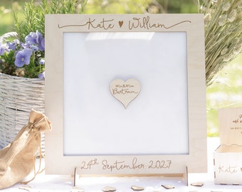 Guest book for the wedding wood frame drop box gift birthday