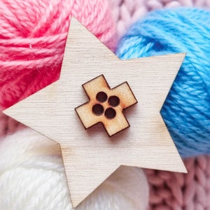 Small wooden cross buttons for handicrafts sewing, knitting, crocheting, embroidery, scrapbooking, card making medical embellishment image 1