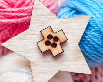 Small wooden cross buttons for handicrafts - sewing, knitting, crocheting, embroidery, scrapbooking, card making | medical embellishment