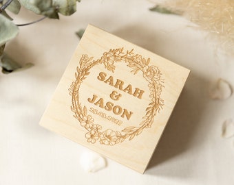 Box for wedding rings, ring pillow, rustic wedding ring box, wooden box, heart, individually personalized box with engraving