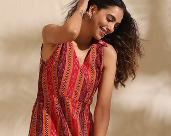 Vestido midi ikat multicolor