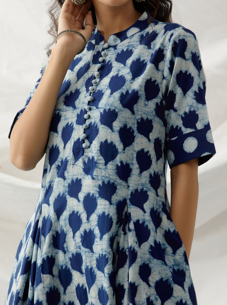 Block print tunic midi dress image 3