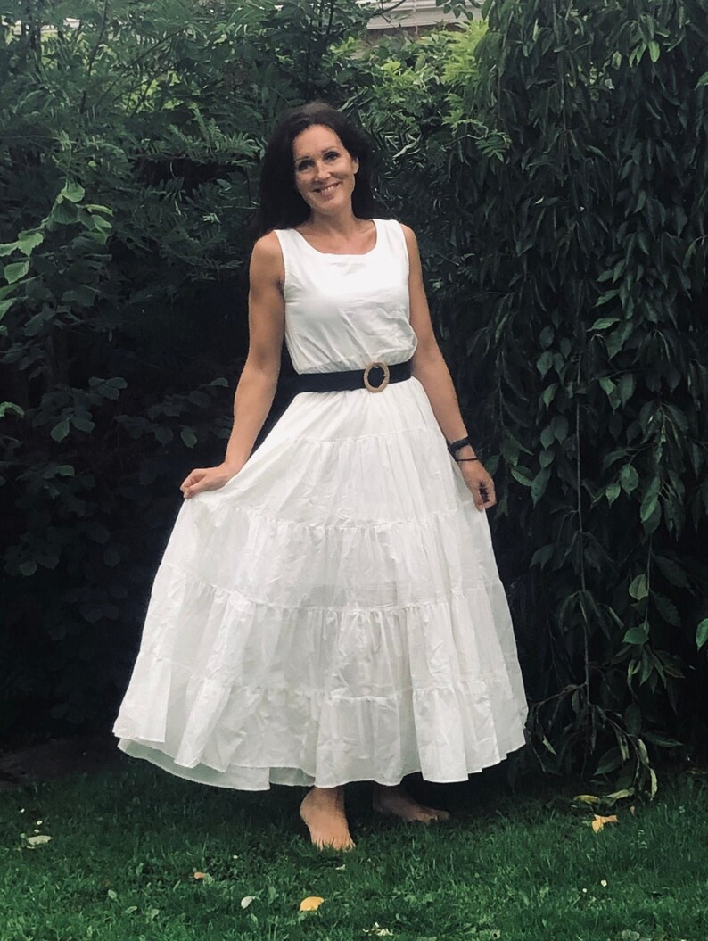 Multitiered white cotton dress Etsy