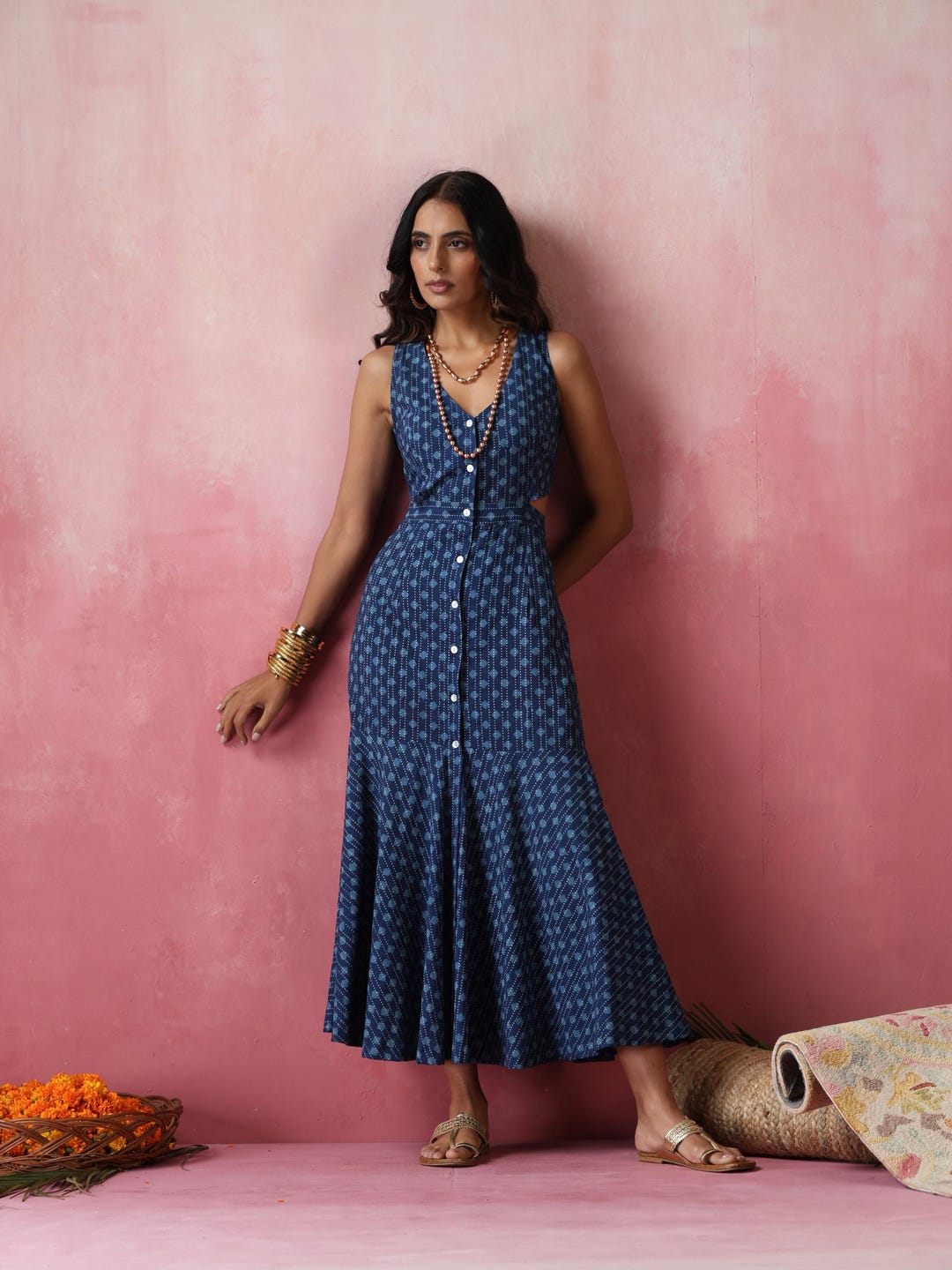 Indigo Diamond Print Dress Etsy UK