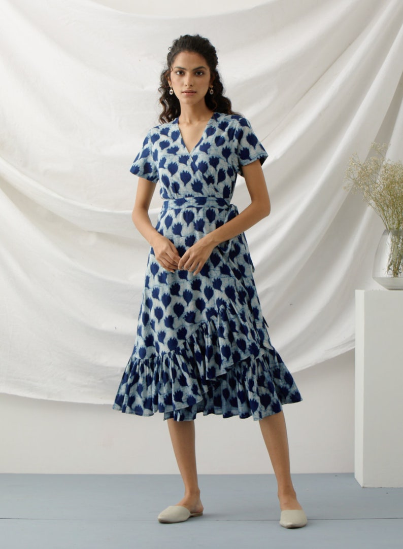 Floral frill wrap dress image 1