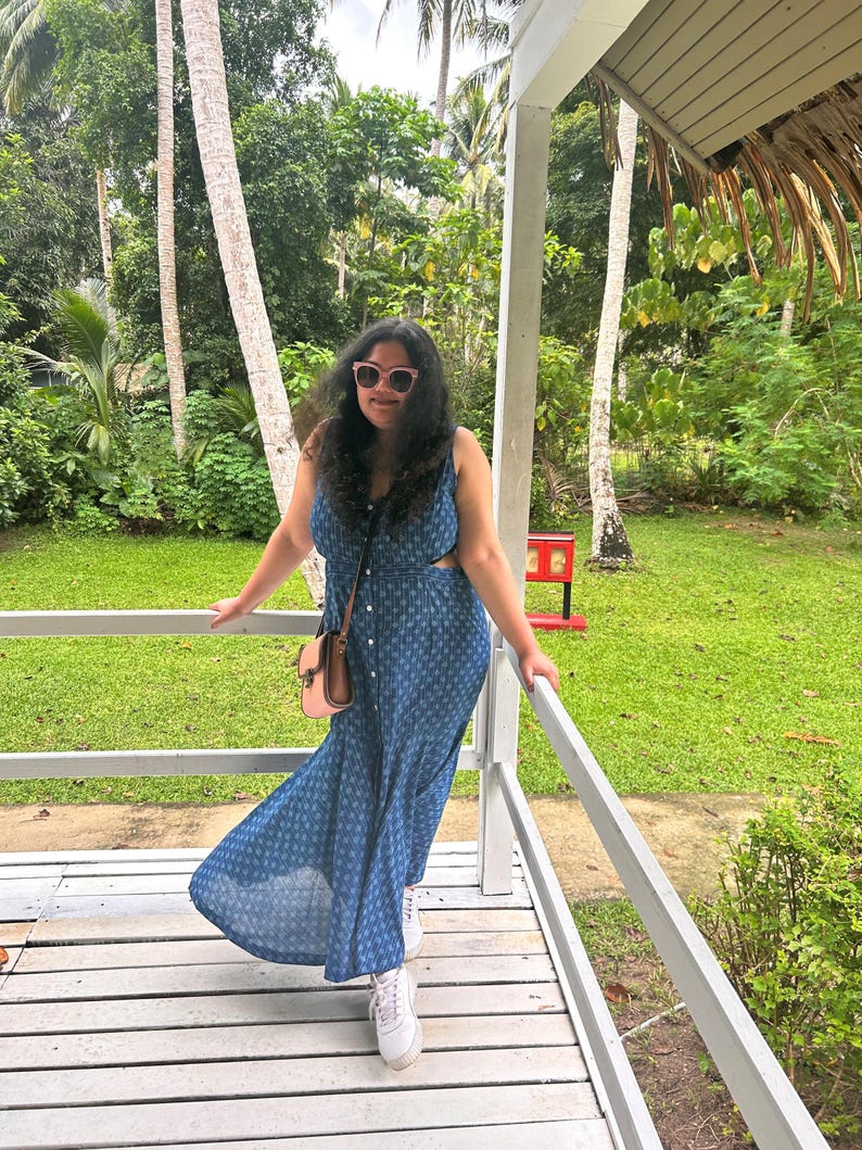 Indigo Diamond Print Dress Etsy UK