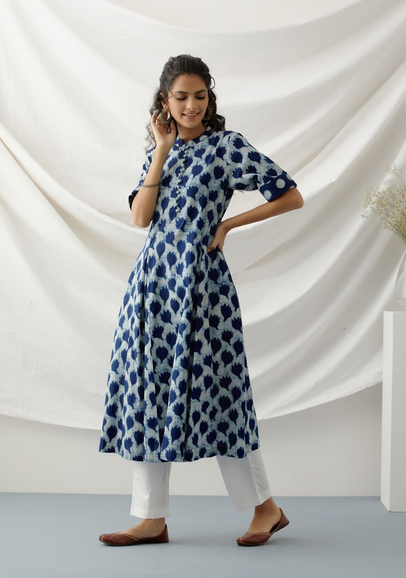 Block print tunic midi dress image 2