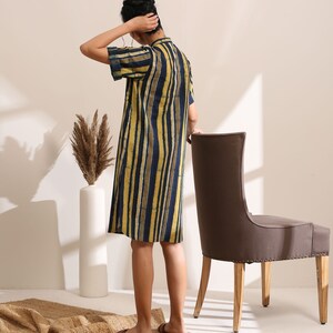 Striped block printed shift dress image 3