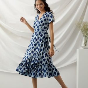 Floral frill wrap dress image 6