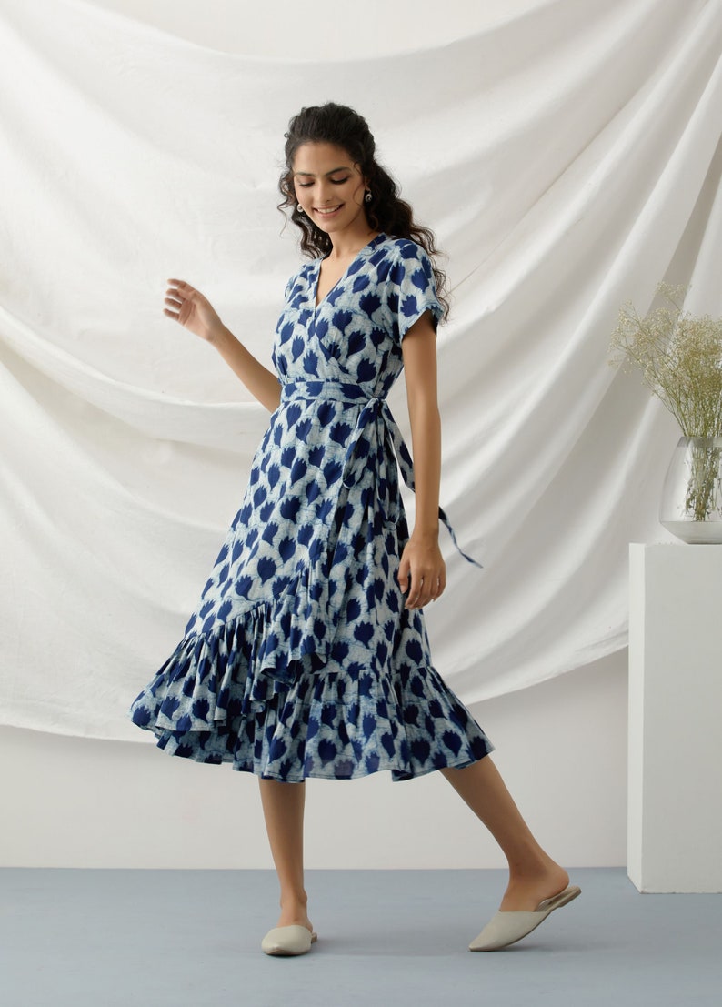 Floral frill wrap dress image 6