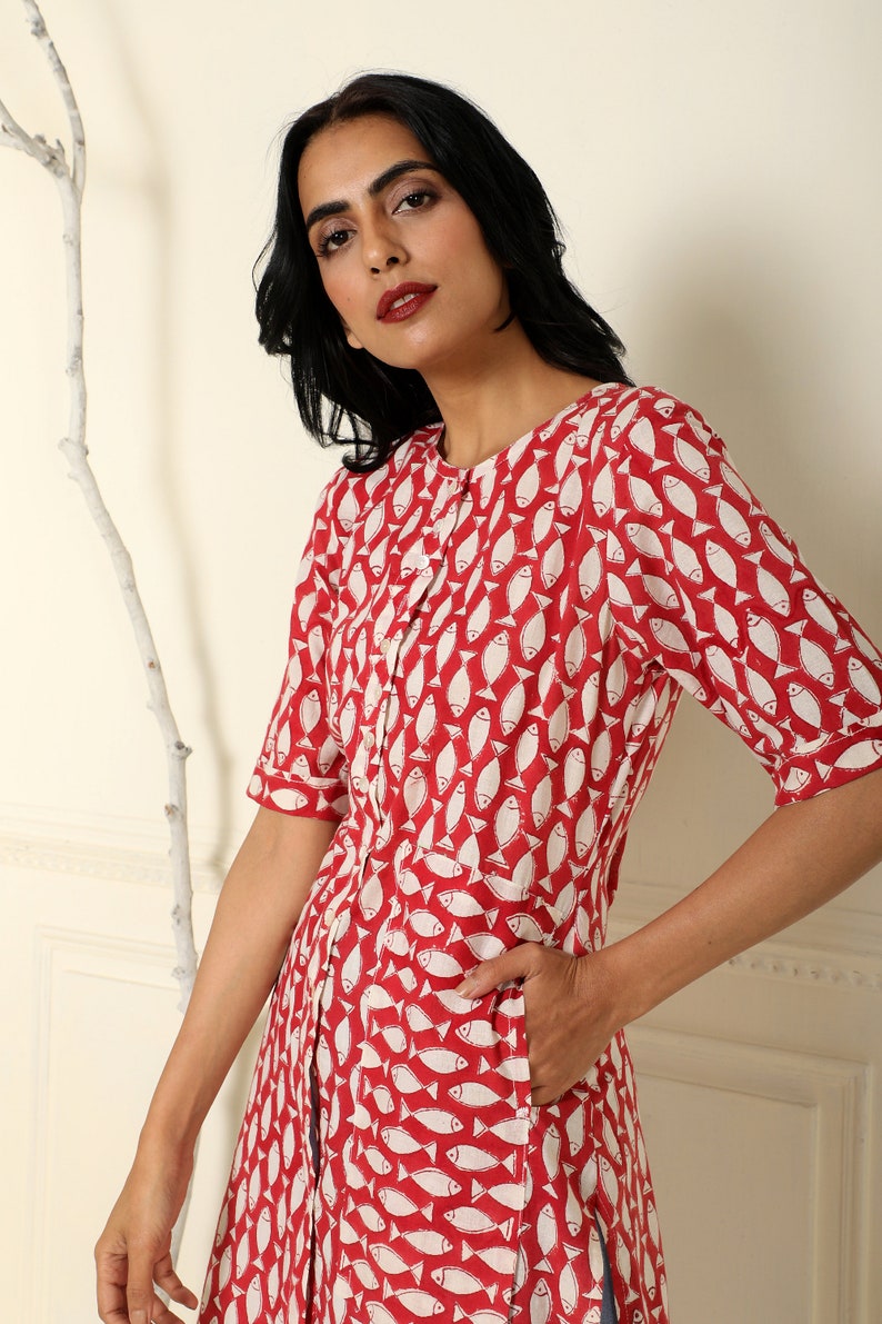 Quirky printed high-low tunic