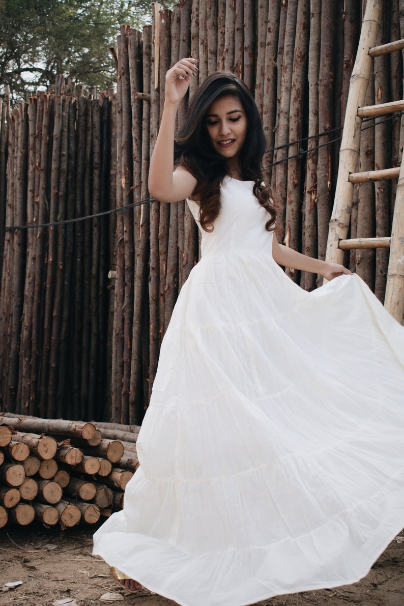 Multitiered white cotton dress Etsy