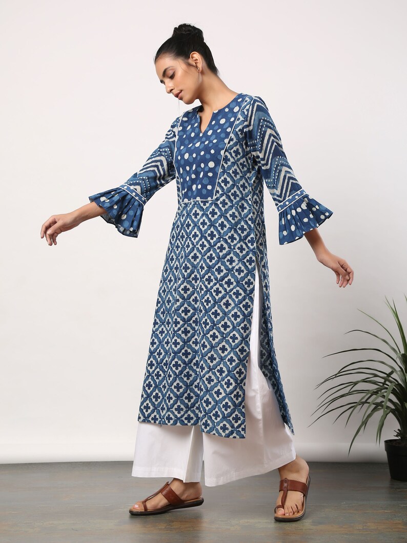 Indigo Indian tunic top women custom / plus size on request Etsy