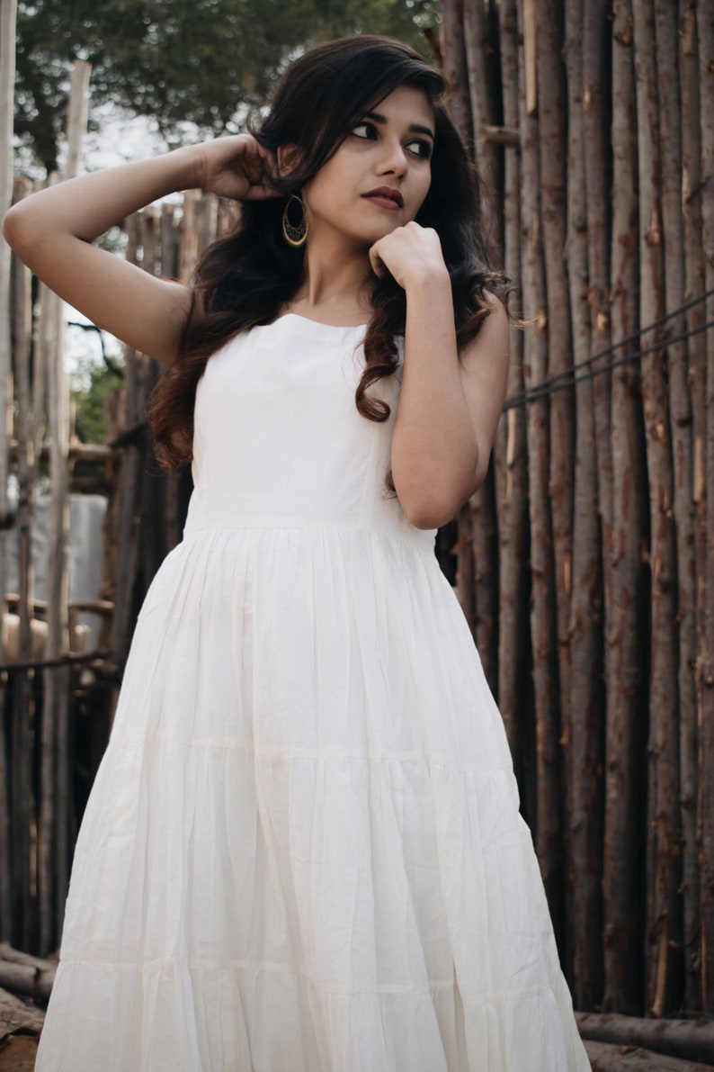 Multitiered white cotton dress Etsy