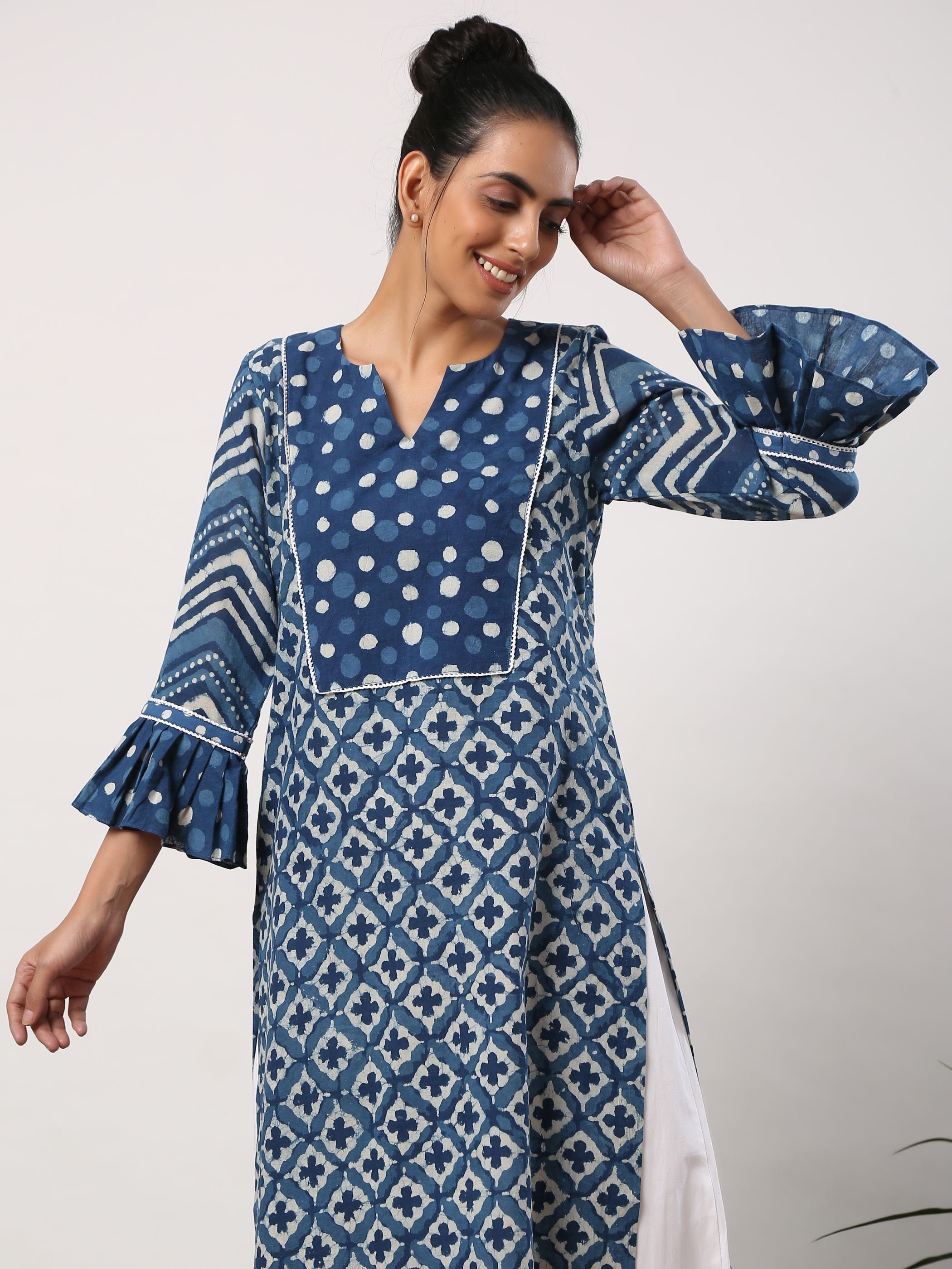 Indigo Indian tunic top women custom / plus size on request | Etsy
