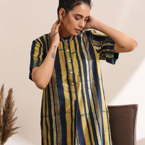 Striped block printed shift dress image 4