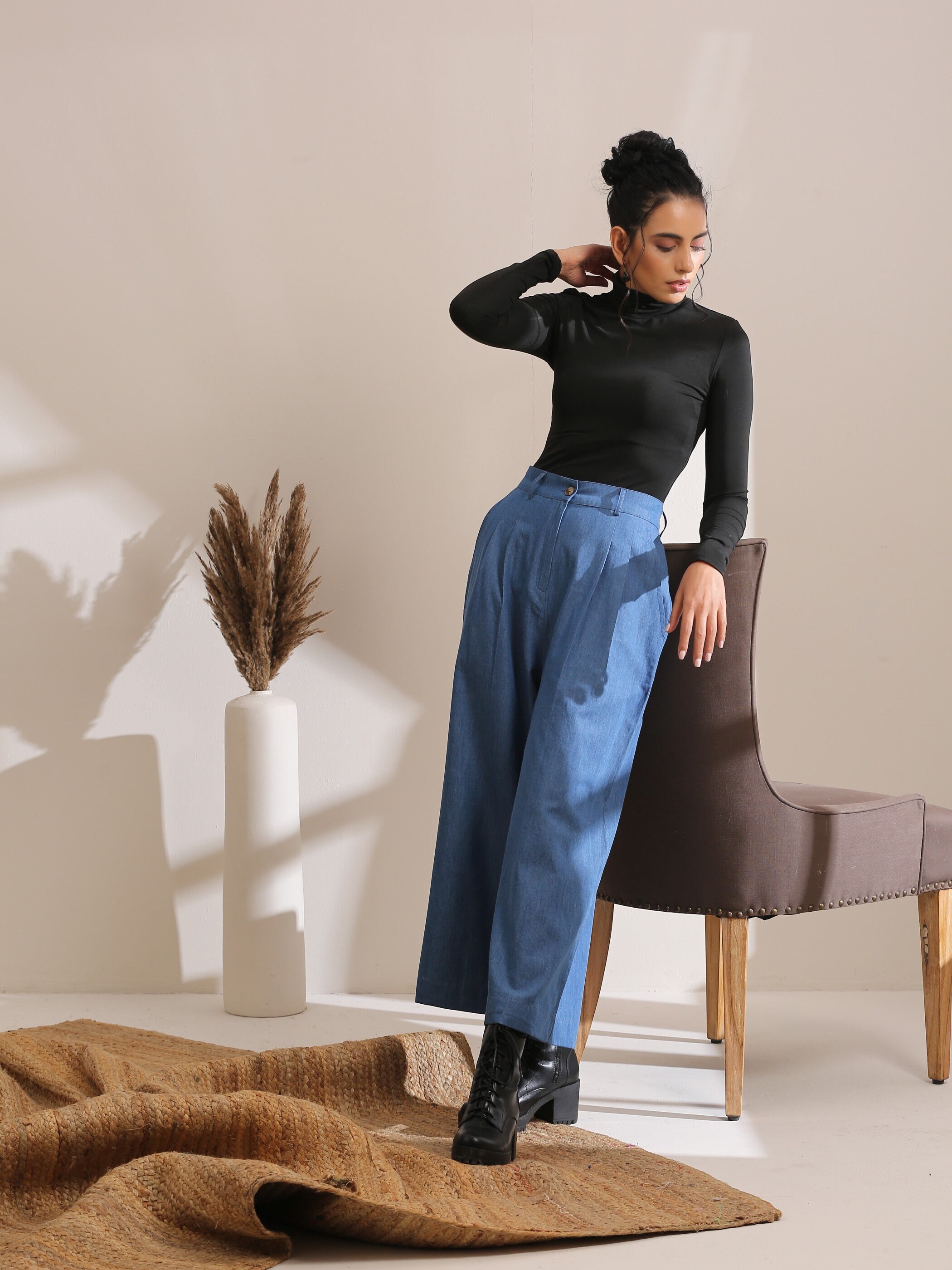 2022 Corduroy Womens Pants Straight Casual High Waist Pleated Trousers  Vintage Harajuku Autumn Chic Solid Woman Bottoms  Fruugo IN
