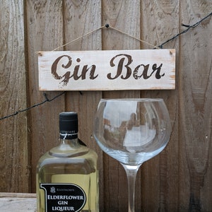 Rustic Handmade Wooden Gin Bar Sign image 2