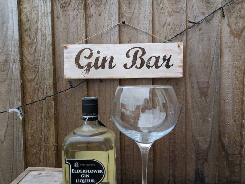 Rustic Handmade Wooden Gin Bar Sign image 2