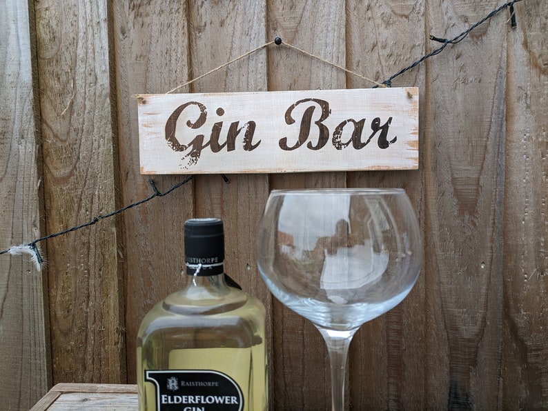 Rustic Handmade Wooden Gin Bar Sign image 4