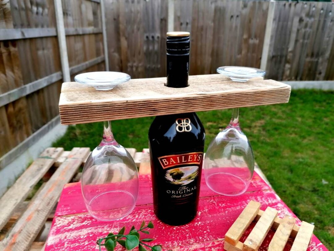 Handmade Rustic Wooden Wine Glass and Bottle Holder / Caddy Etsy