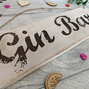 Rustic Handmade Wooden Gin Bar Sign image 3