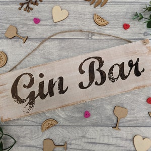 Rustic Handmade Wooden Gin Bar Sign image 1