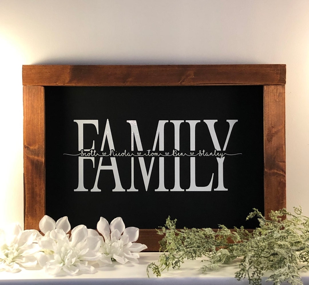 Personalised Family Framed Wood Sign Personalised Family Picture Family ...
