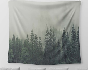 Misty Forest Tapestry, Microfiber Wall Art