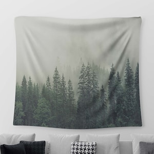 Misty Forest Wall Tapestry, Cool Feature Wall Hanging, Cool Housewarming Gift for Bedroom, Living Room 80&quot;x 68&quot;, 51&quot; x 60&quot;, 26&quot;x 36&quot;