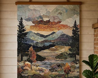 Fall Landscape Tapestry – Autumn Farmhouse Wall Hanging Rustic Home Decor