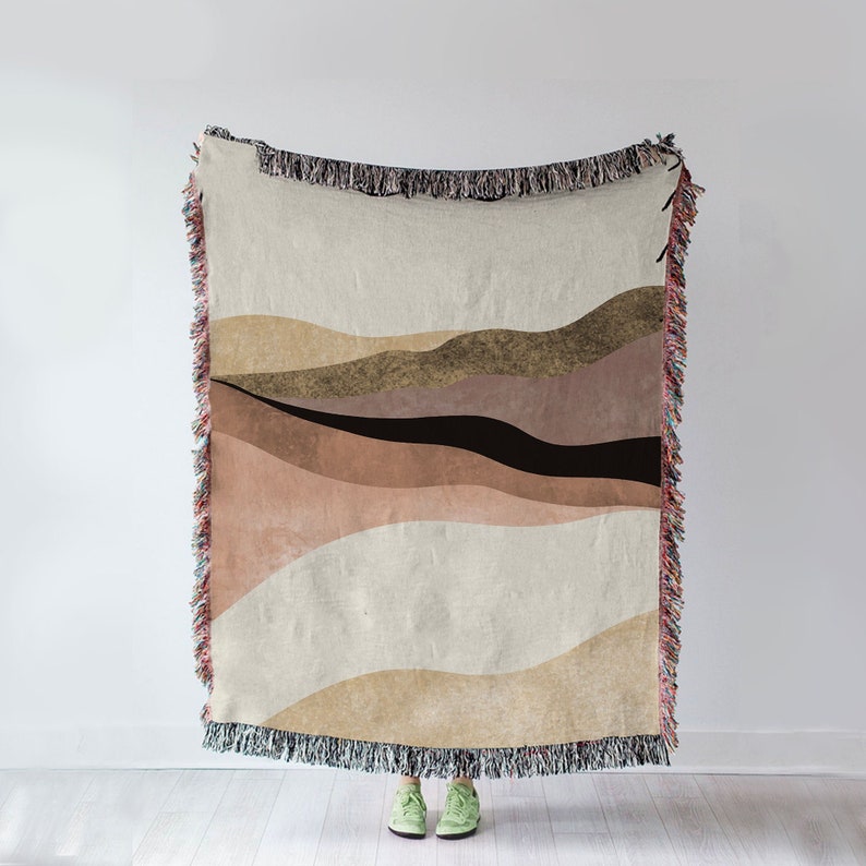 Large Bohemian Style Throw Blanket Neutral Cozy Blanket for Etsy