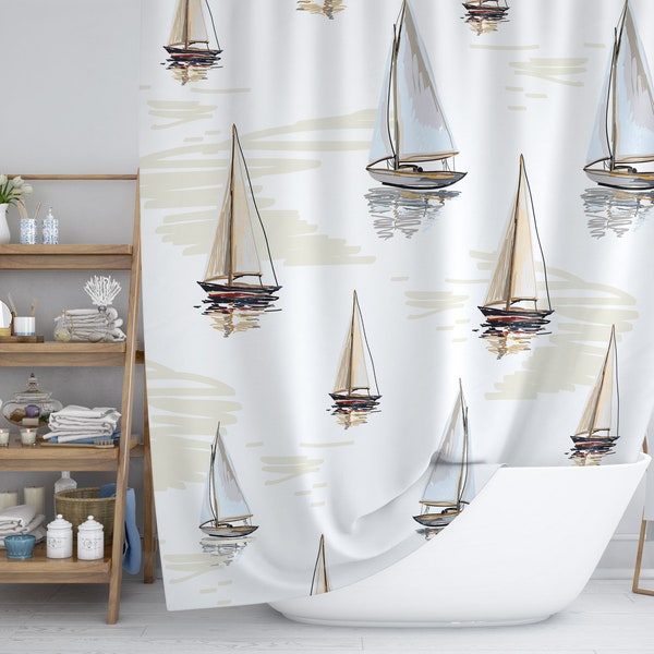 Nautical Shower Curtain Etsy