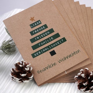 8 Weihnachtskarten im Set aus Kraftpapier mit Briefumschlägen verschiedene Motive winterliche Klappkarten zum beschriften Bild 1