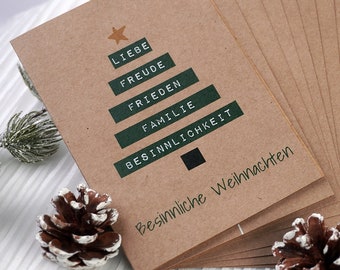 8 Weihnachtskarten im Set aus Kraftpapier mit Briefumschlägen verschiedene Motive winterliche Klappkarten zum beschriften