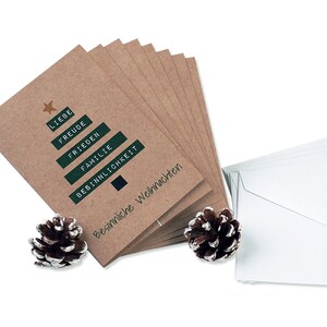 8 Weihnachtskarten im Set aus Kraftpapier mit Briefumschlägen verschiedene Motive winterliche Klappkarten zum beschriften Bild 2