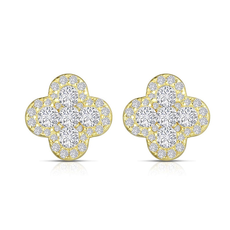 Unique Royal Jewelry 925 Sterling Silver Invisible Set Four Leaf Clover Earrings