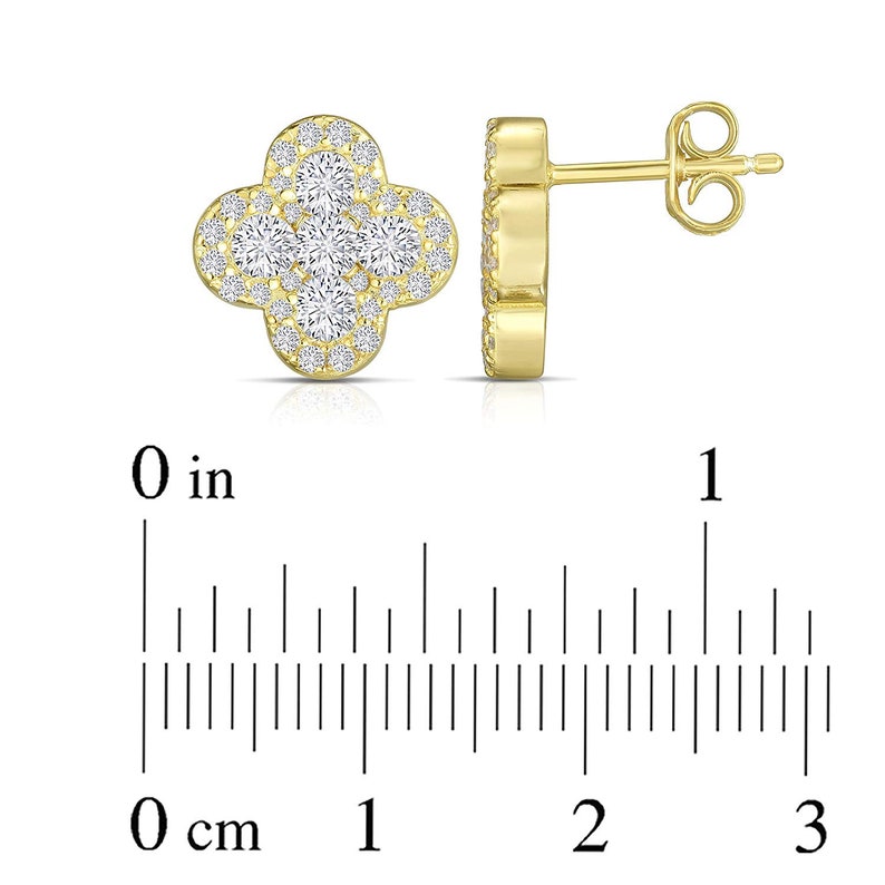 Unique Royal Jewelry 925 Sterling Silver Invisible Set Four Leaf Clover Earrings
